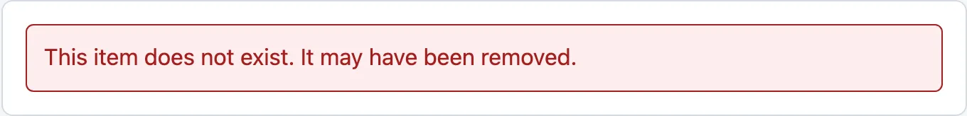 The ticket area of the desk with a red box: This item does not exist. It may have been removed. There is no button.