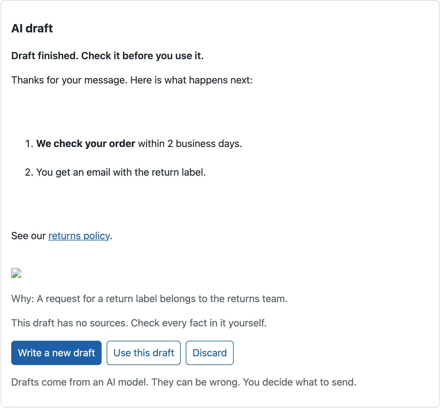 The draft panel with Tomás's shortcut. The list is formatted, with large gaps, the link is blue, and at the end there is a small icon of an image that did not load: the image that ran the code.